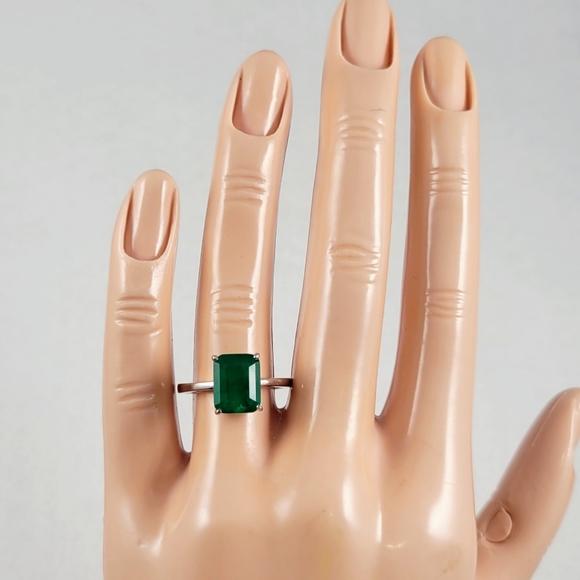 Sterling 3ct Natural Emerald Ring - Picture 11 of 11